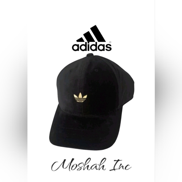 Adidas Originals  Black and Gold Relaxed Strapback Hat - Picture 1 of 3